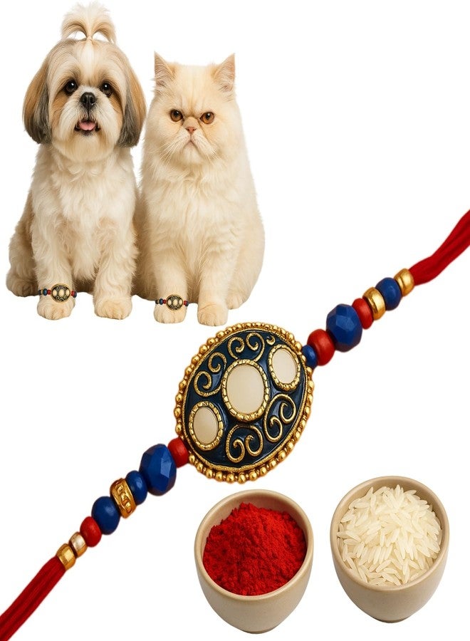 Western Era Stylish Pet Rakhi for Dog & Cat | Roli Chawal | Handcrafted Raksha Bandhan Gift for Your Furry Brother | Love, Tradition & Bonding | Designer Rakhi | Celebrate Pawsome Love (Style 26) - Image 1